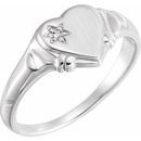 White Diamond Ring in 14 Karat White Gold .005 Carat Diamond Heart Ring