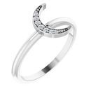 White Diamond Ring in 14 Karat White Gold .04 Carat Diamond Stackable Crescent Ring