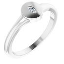 White Diamond Ring in 14 Karat White Gold .05 Carat Diamond Signet Ring