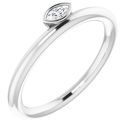 White Diamond Ring in 14 Karat White Gold .07 Carat Diamond Asymmetrical Stackable Ring