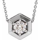 White Diamond Necklace in 14 Karat White Gold 1/2 Carat Diamond Geometric 16-18