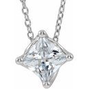 White Diamond Necklace in 14 Karat White Gold 1/2 Carat Diamond Solitaire 16-18