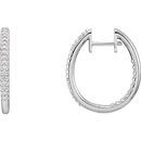 White Diamond Earrings in 14 Karat White Gold 1/2 Carat Diamond Inside-Outside Hinged 22.5 mm Hoop Earrings