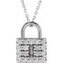 White Diamond Necklace in 14 Karat White Gold 1/2 Carat Diamond Lock 16-18