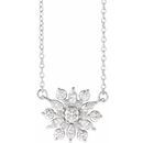 White Diamond Necklace in 14 Karat White Gold 1/2 Carat Diamond Vintage-Inspired 16