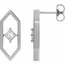 White Diamond Earrings in 14 Karat White Gold 1/3 Carat Diamond Geometric Earrings