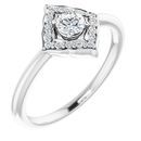 White Diamond Ring in 14 Karat White Gold 1/3 Carat Diamond Halo-Style Clover Ring