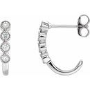 White Diamond Earrings in 14 Karat White Gold 1/4 Carat Diamond J-Hoop Earrings