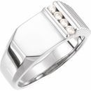 White Diamond Ring in 14 Karat White Gold 1/5 Carat Diamond 10.5x10 mm Geometric Signet Ring