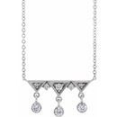 Genuine Diamond Necklace in 14 Karat Genuine Gold 1/5 Carat Diamond Fringe Bar 16