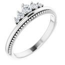 White Diamond Ring in 14 Karat White Gold 1/5 Carat Diamond Stackable Crown Ring