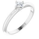White Diamond Ring in 14 Karat White Gold 1/6 Carat Diamond Solitaire Ring