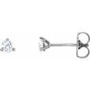 White Diamond Earrings in 14 Karat White Gold 1/8 Carat Diamond 3-Prong Earrings - SI2-SI3 G-H