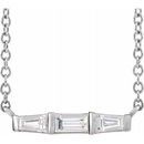 Genuine Diamond Necklace in 14 Karat Genuine Gold 1/8 Carat Diamond Bar 16