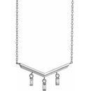 Genuine Diamond Necklace in 14 Karat Genuine Gold 1/8 Carat Diamond V Bar 18