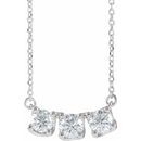 White Diamond Necklace in 14 Karat White Gold 1 Carat Diamond Three-Stone Curved Bar 16