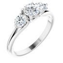 14 Karat White Gold 1 Carat Weight Diamond Three-Stone Engagement Ring