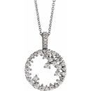 White Diamond Necklace in 14 Karat White Gold 3/4 Carat Diamond Scattered Circle 16-18