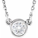 Created Moissanite Necklace in 14 Karat  Gold 3.5 mm Round Forever One Moissanite 18