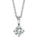 White Diamond Necklace in 14 Karat White Gold 3/8 Carat Diamond Solitaire 16-18