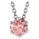 Lab-Grown Diamond Necklace in 14 Karat  Gold 3/8 Carat Pink Lab-Grown Diamond Solitaire 16-18