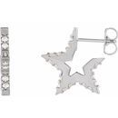 White Diamond Earrings in 14 Karat White Gold 3/8 Carat Diamond Star Hoop Earrings