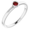 Red Garnet Ring in 14 Karat White Gold 3 mm Round Mozambique Garnet Ring