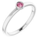 Pink Tourmaline Ring in 14 Karat White Gold 3 mm Round Pink Tourmaline Ring