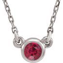Natural Ruby Pendant in 14 Karat White Gold 3 mm Round Ruby Bezel-Set Solitaire 16