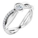 White Diamond Ring in 14 Karat White Gold 4.1 mm Round 3/8 Carat Diamond Infinity-Inspired Ring