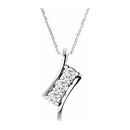 Created Moissanite Necklace in 14 Karat  Gold 4 mm Round Forever One Moissanite Three-Stone 16-18