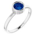 Genuine Chatham Created Sapphire Ring in 14 Karat White Gold 5.5 mm Round Chatham Lab-Created Genuine Sapphire Ring