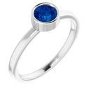 Genuine Chatham Created Sapphire Ring in 14 Karat White Gold 5 mm Round Chatham Lab-Created Genuine Sapphire Ring