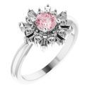 Pink Morganite Ring in 14 Karat White Gold 5 mm Round Pink Morganite & 3/8 Carat Diamond Ring