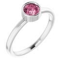 Pink Tourmaline Ring in 14 Karat White Gold 5 mm Round Pink Tourmaline Ring