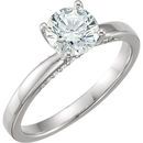 14K White 6.5mm Round Forever Brilliant Moissanite & 1/10 CTW Diamond Engagement Ring