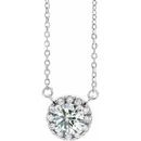 White Diamond Necklace in 14 Karat White Gold 9/10 Carat Diamond 16