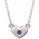 Genuine Amethyst Necklace in 14 Karat White Gold Amethyst Heart 16