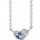 Genuine Aquamarine Necklace in 14 Karat White Gold Aquamarine & .03 Carat Diamond 16