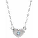 Genuine Aquamarine Necklace in 14 Karat White Gold Aquamarine Heart 16
