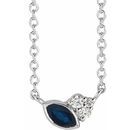 Genuine Sapphire Necklace in 14 Karat White Gold Genuine Sapphire & .03 Carat Diamond 16