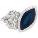 Genuine Sapphire Earrings in 14 Karat White Gold Genuine Sapphire & .03 Carat Diamond Right Earring