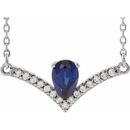 Genuine Sapphire Necklace in 14 Karat White Gold Genuine Sapphire & .06 Carat Diamond 16