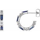 Genuine Sapphire Earrings in 14 Karat White Gold Genuine Sapphire & 1/2 Carat Diamond Earrings