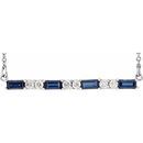 Genuine Sapphire Necklace in 14 Karat White Gold Genuine Sapphire & 1/5 Carat Diamond Bar 16-18