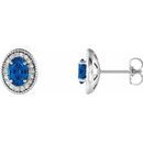 Genuine Sapphire Earrings in 14 Karat White Gold Genuine Sapphire & 1/5 Carat Diamond Halo-Style Earrings