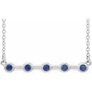Genuine Sapphire Necklace in 14 Karat White Gold Genuine Sapphire Bezel-Set 16