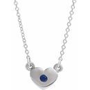 Genuine Sapphire Necklace in 14 Karat White Gold Genuine Sapphire Heart 16