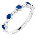 Genuine Sapphire Ring in 14 Karat White Gold Genuine Sapphire Stackable Beaded Ring