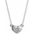 Genuine Zircon Necklace in 14 Karat White Gold Genuine Zircon Heart 16
